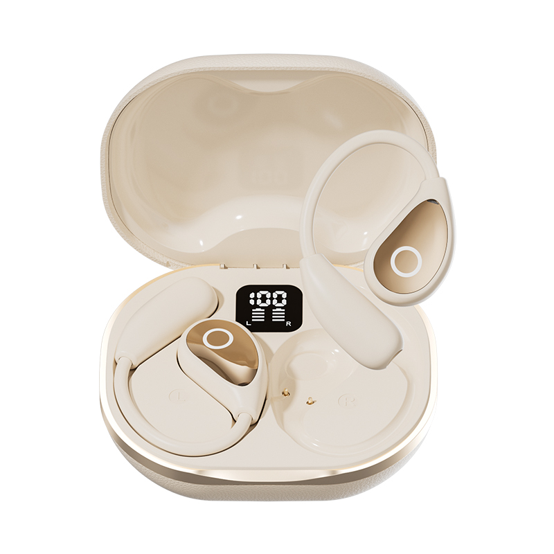 Wireless Open-Ear Bluetooth Earbuds with Leather Charging Case Model#M95