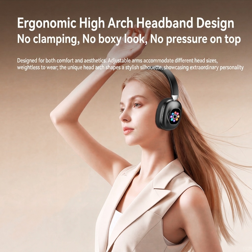 Color LCD Touchscreen Wireless Bluetooth Headphones - AKZ620BT
