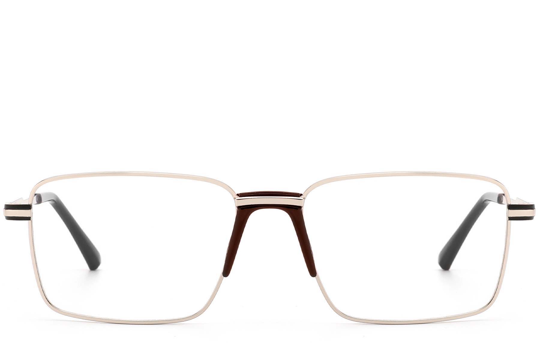 BS2012-1012_Golden_Rectangular_Metal_Glasses_front