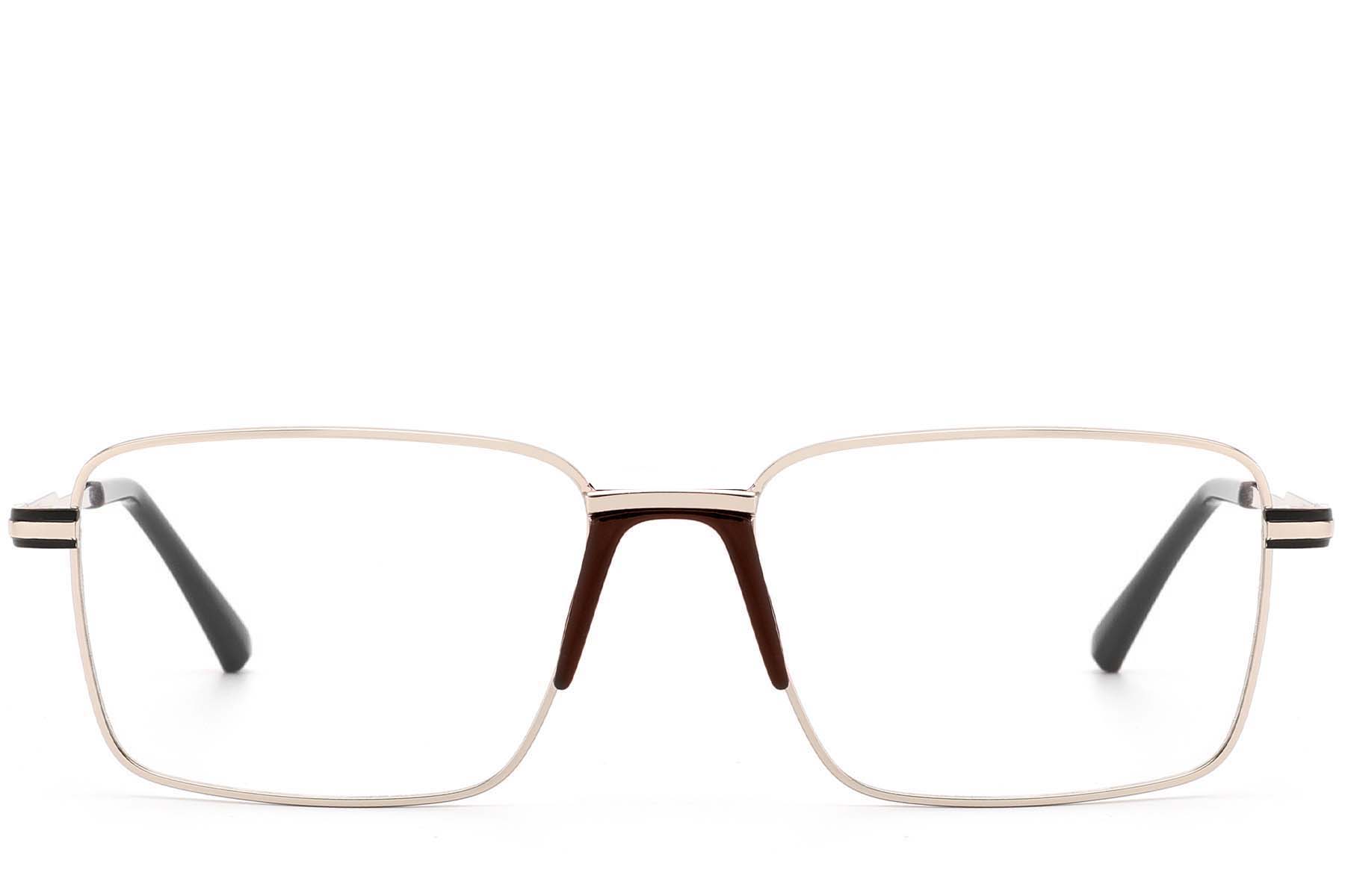 BS2012-1012_Golden_Rectangular_Metal_Glasses_front