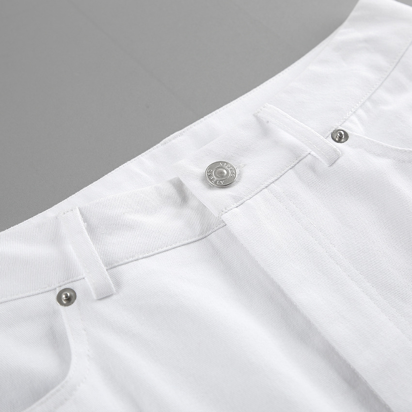 Jean blanc taille haute à jambes larges - Coupe décontractée en denim