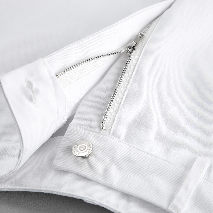 Jean blanc taille haute à jambes larges - Coupe décontractée en denim