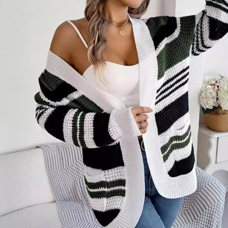 Wholesale Long Sleeve Knit Cardigan Sweater - Autumn Winter Outerwear