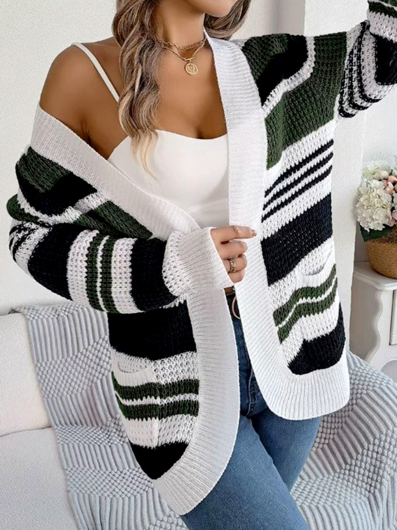 Wholesale Long Sleeve Knit Cardigan Sweater - Autumn Winter Outerwear