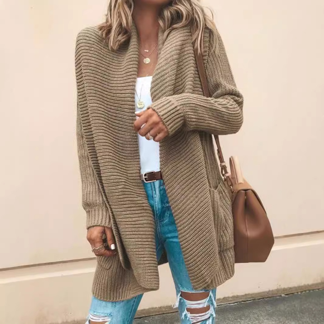 Open Front Knit Cardigan Duster - Long Sleeve Outerwear