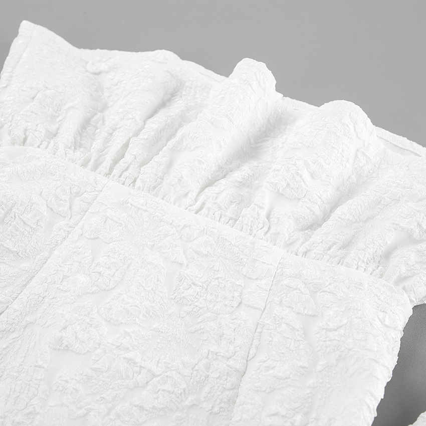 Blouse péplum à col carré et imprimé floral texturé