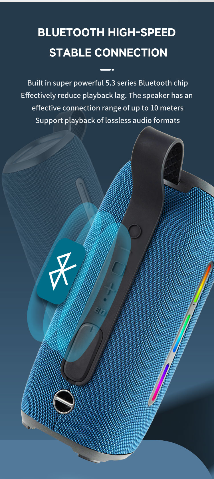 Waterproof Portable Bluetooth Speaker with Dynamic RGB Lights