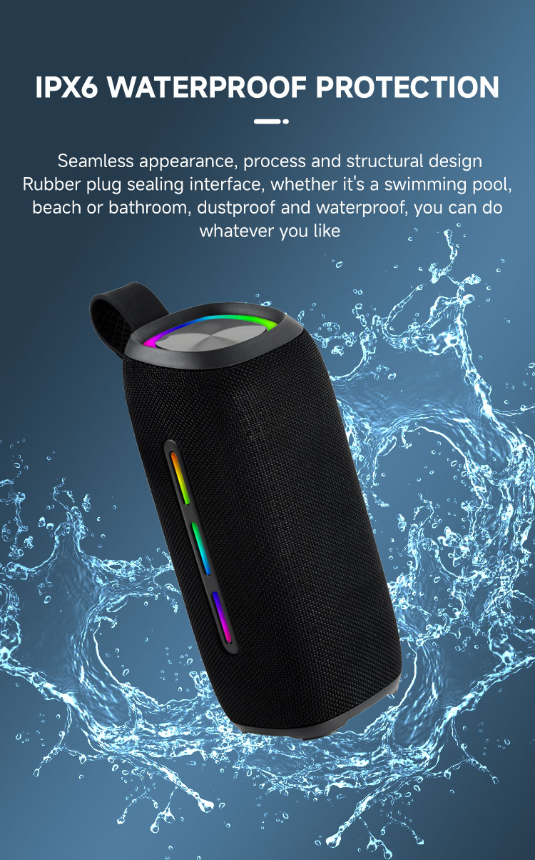 Waterproof Portable Bluetooth Speaker with Dynamic RGB Lights