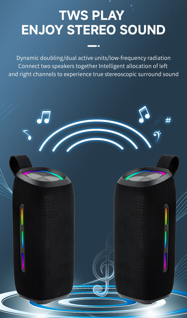 Waterproof Portable Bluetooth Speaker with Dynamic RGB Lights