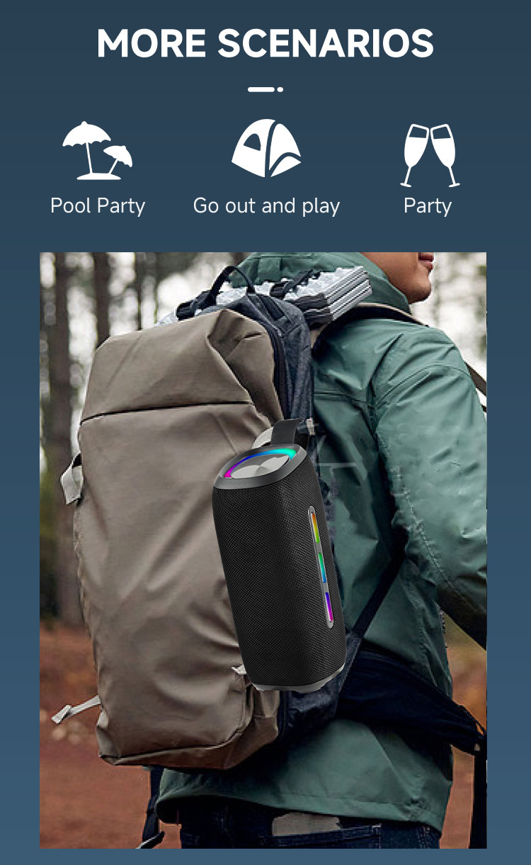 Waterproof Portable Bluetooth Speaker with Dynamic RGB Lights
