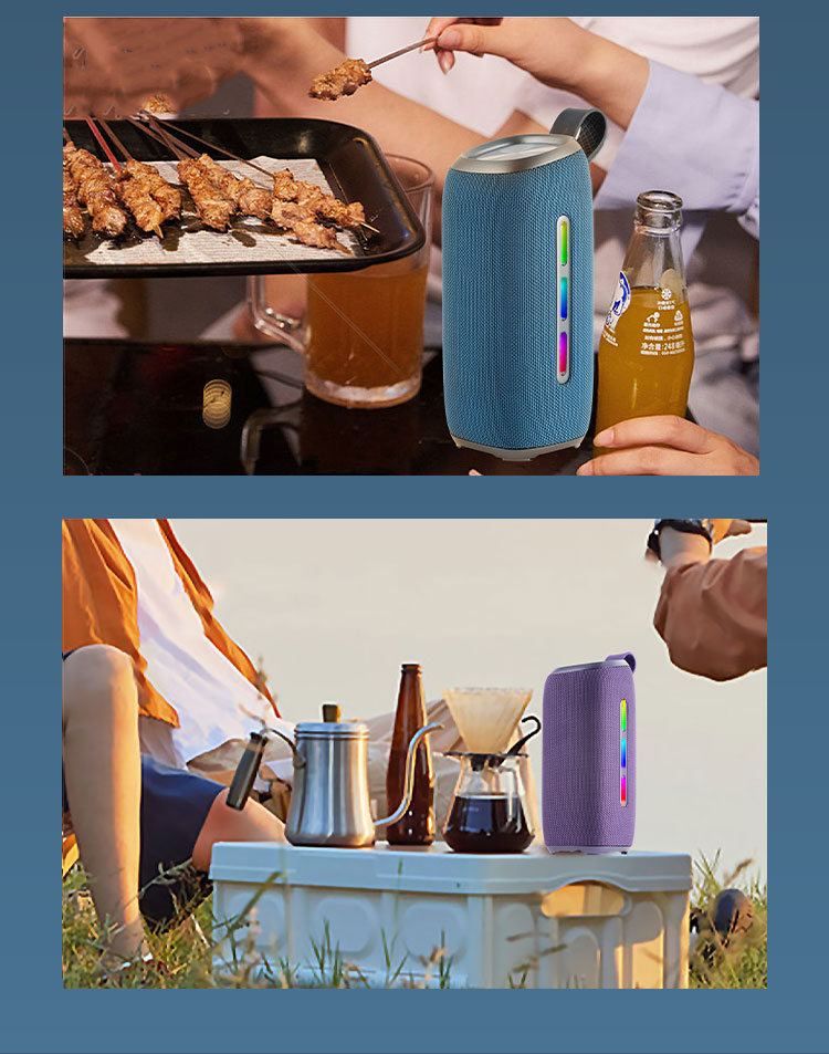 Waterproof Portable Bluetooth Speaker with Dynamic RGB Lights