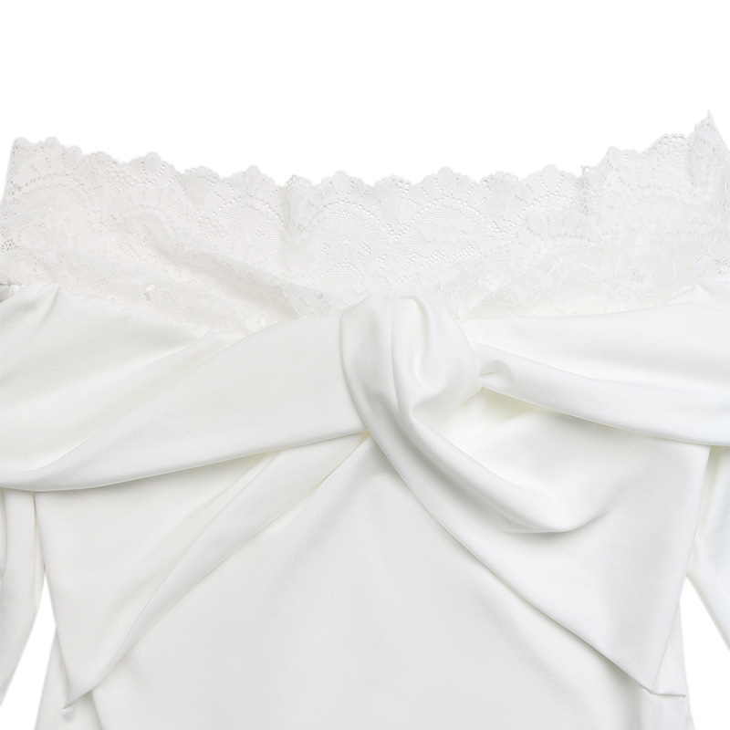 Body élégant en dentelle torsadée à épaules dénudées - Haut à manches longues