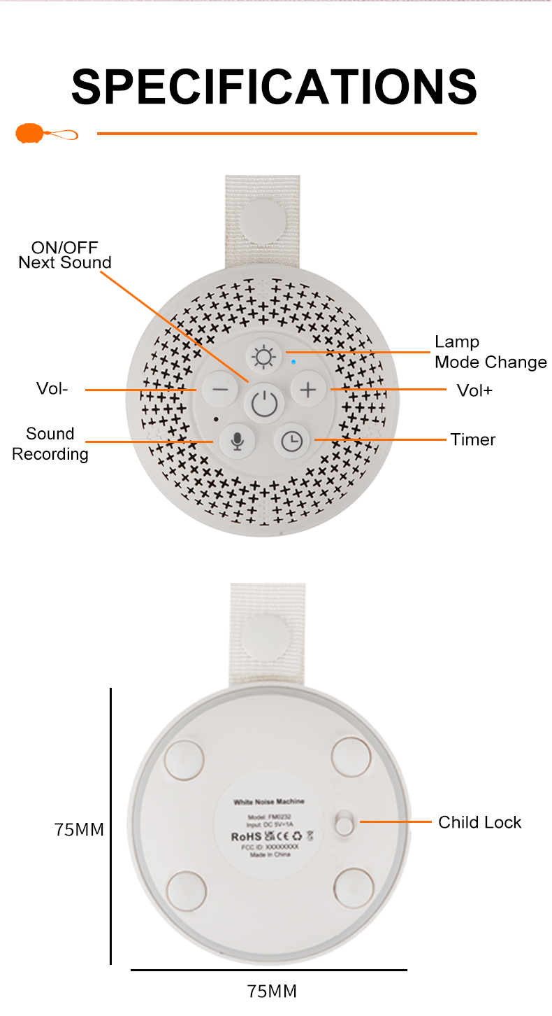 Portable White Noise Bluetooth Speaker with Sleep Aid Light