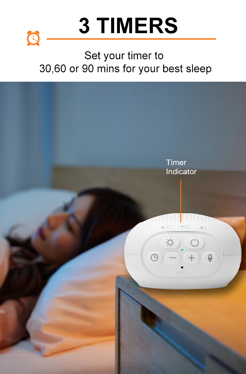 Portable White Noise Bluetooth Speaker with Night Light & Timer