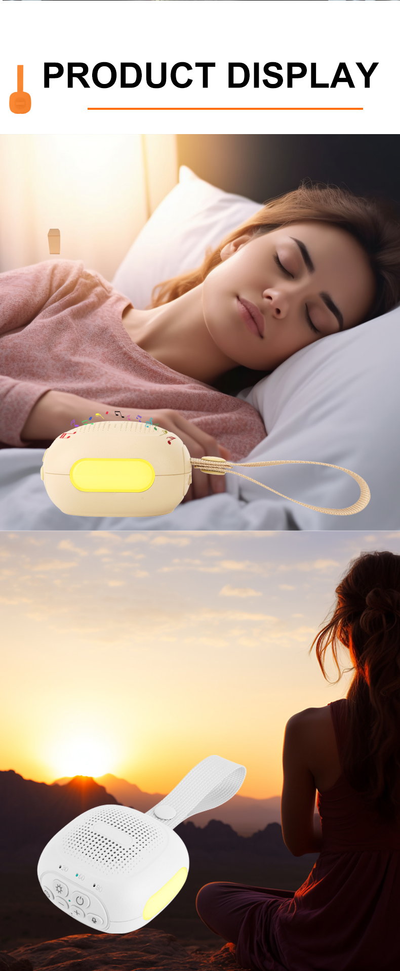 Portable White Noise Bluetooth Speaker with Night Light & Timer