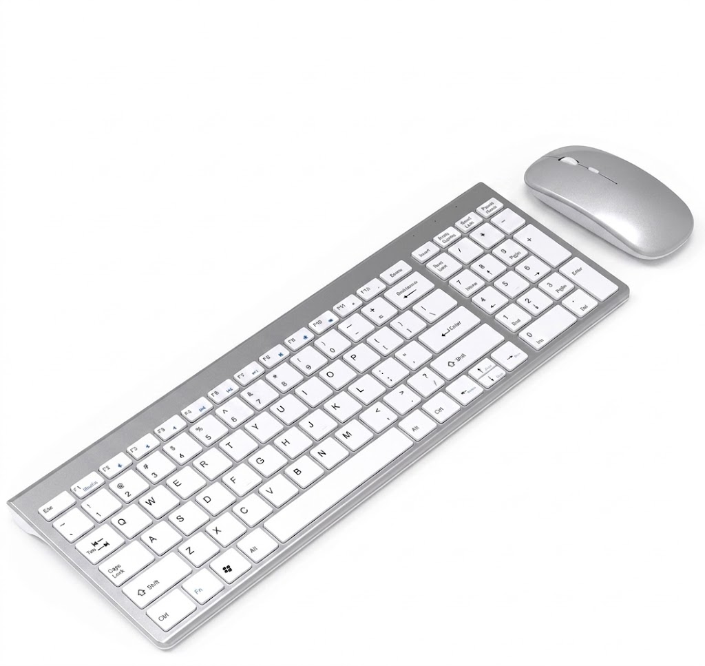 Ensemble clavier et souris sans fil 2,4 GHz rechargeable ultra-fin, autonomie de 20 jours