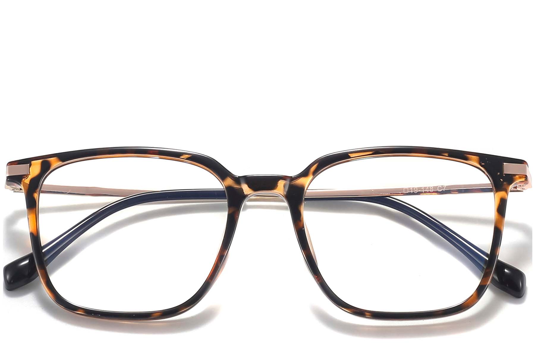 BS0218-0256_Tortoiseshell_Rectangular_Titanium_Glasses_front