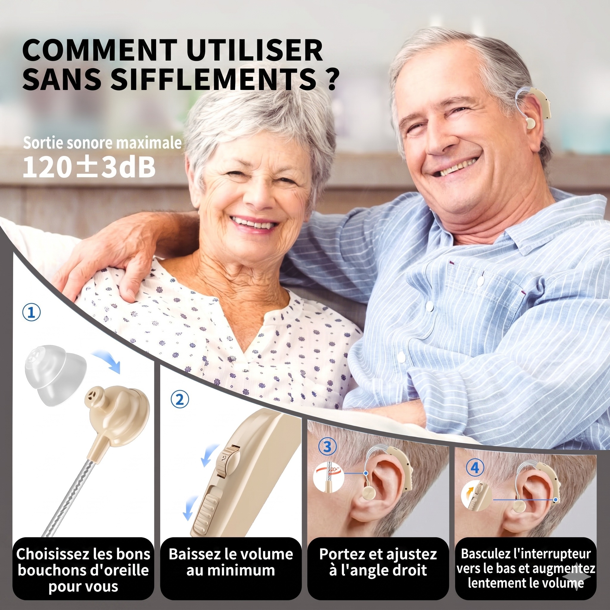120dB GM-311 Pair Beige Rechargeable Hearing Aids 45H Battery Noise Cancelling #26240006