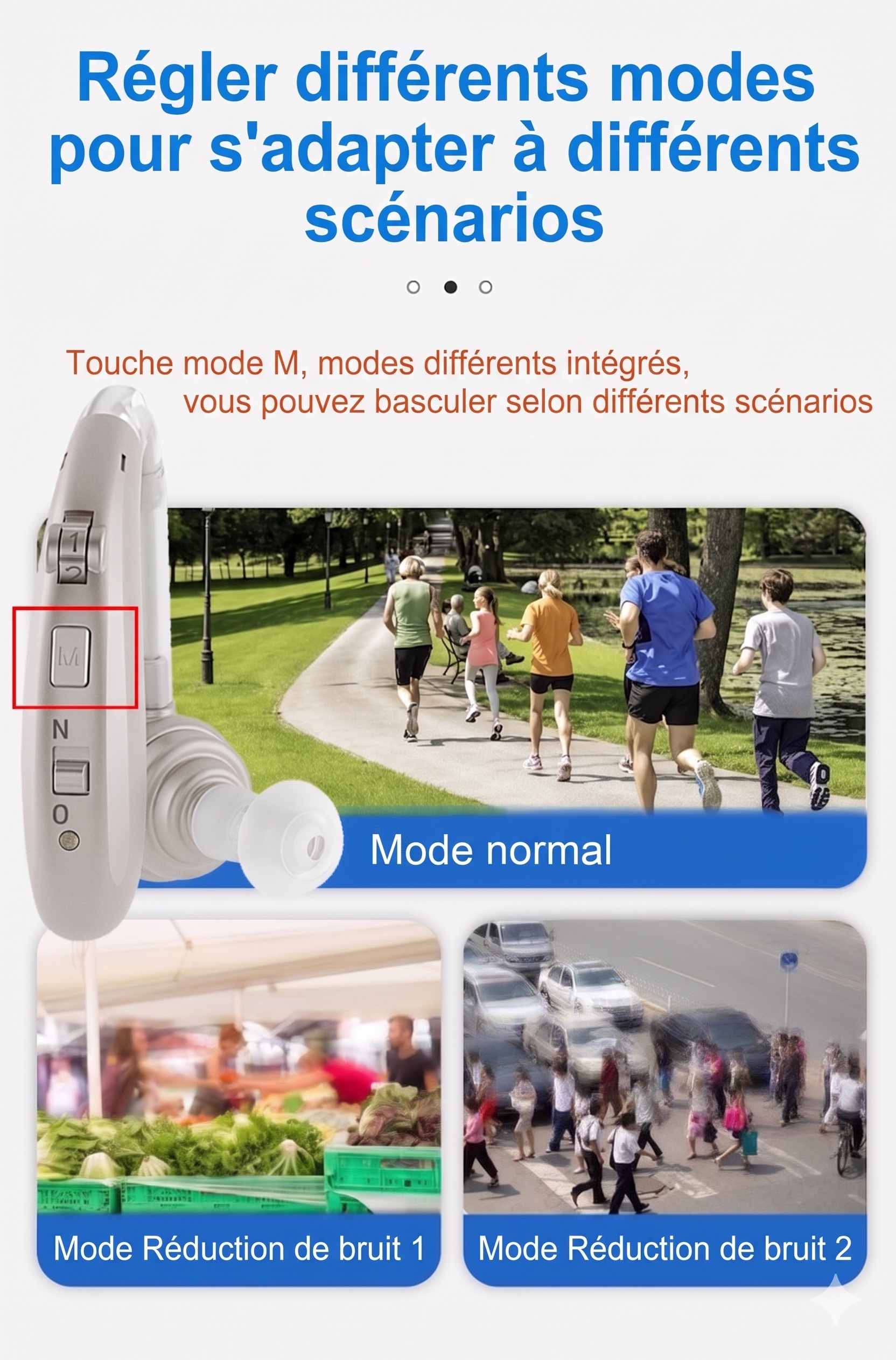A-360B Blue Bluetooth Hearing Aid with 50H Battery & 3 Noise Modes - 6 Volume Levels #26240008