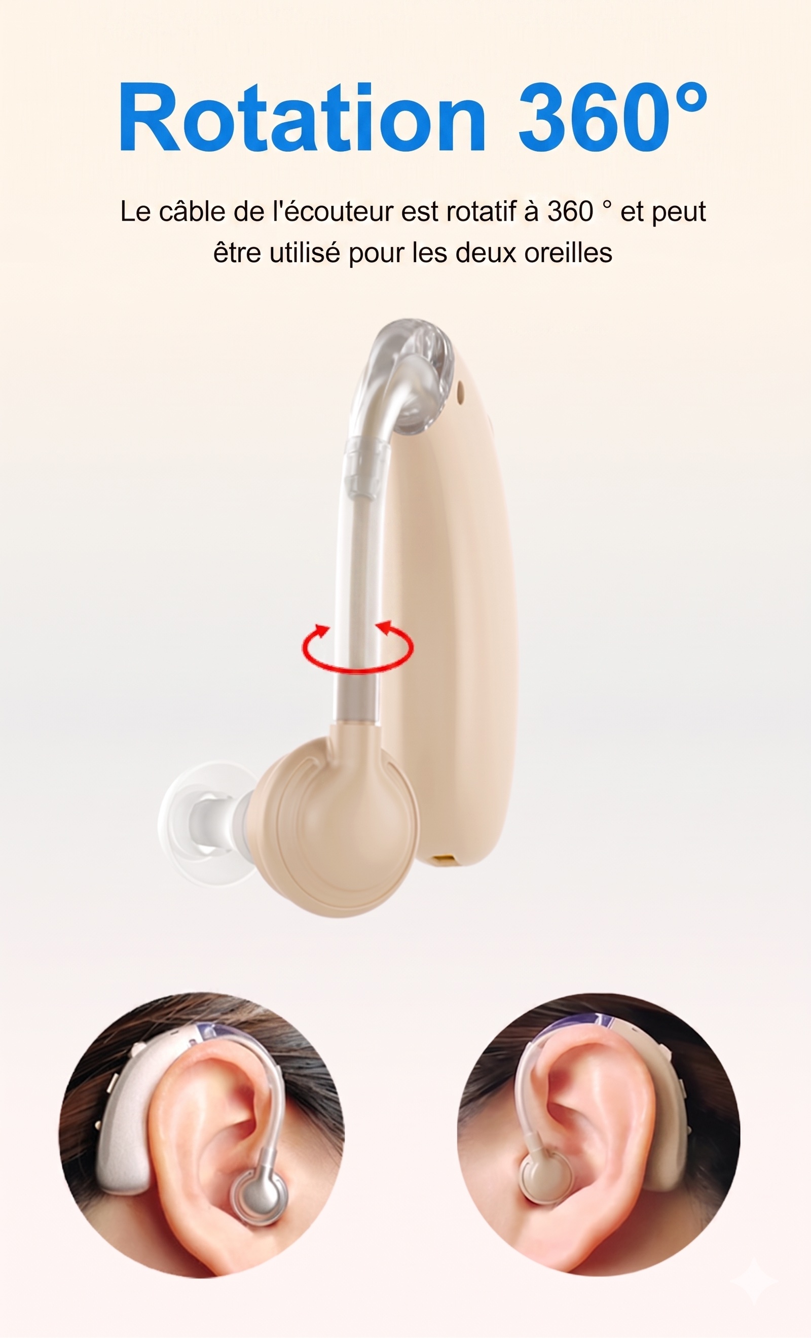 A-360B Blue Bluetooth Hearing Aid with 50H Battery & 3 Noise Modes - 6 Volume Levels #26240008