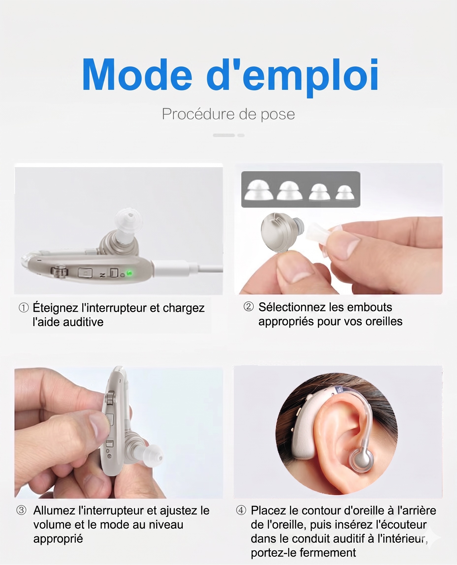 A-360B Silver Bluetooth Hearing Aid with 50H Battery & 3 Noise Modes - 6 Volume Levels #26240010
