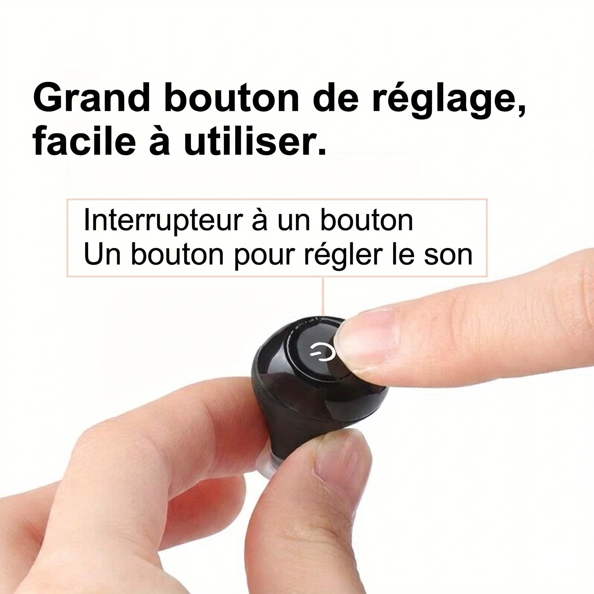 K-81 Black Rechargeable Hearing Aid Large Button Noise Reduction #26240012