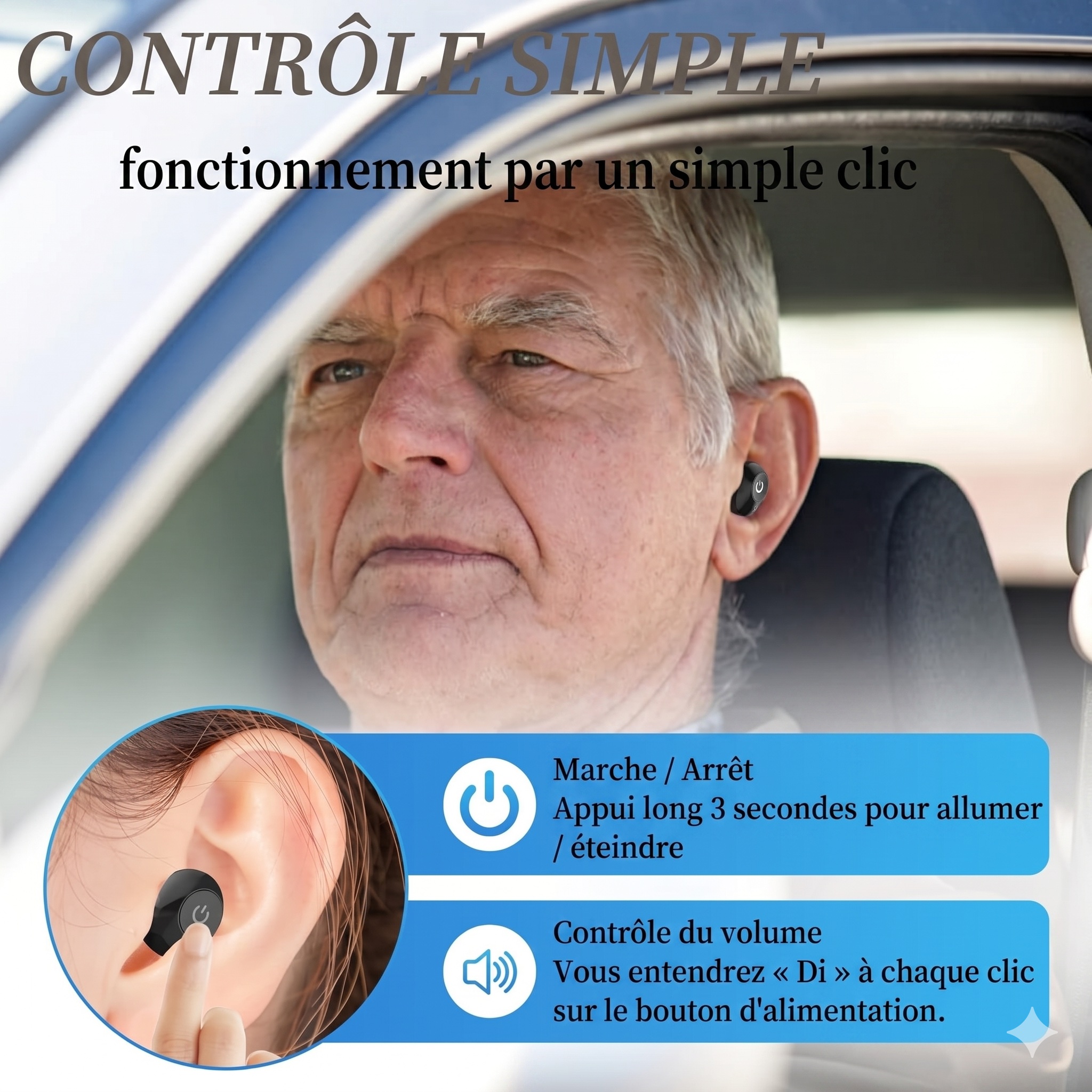 K-81 Black Rechargeable Hearing Aid Large Button Noise Reduction #26240012