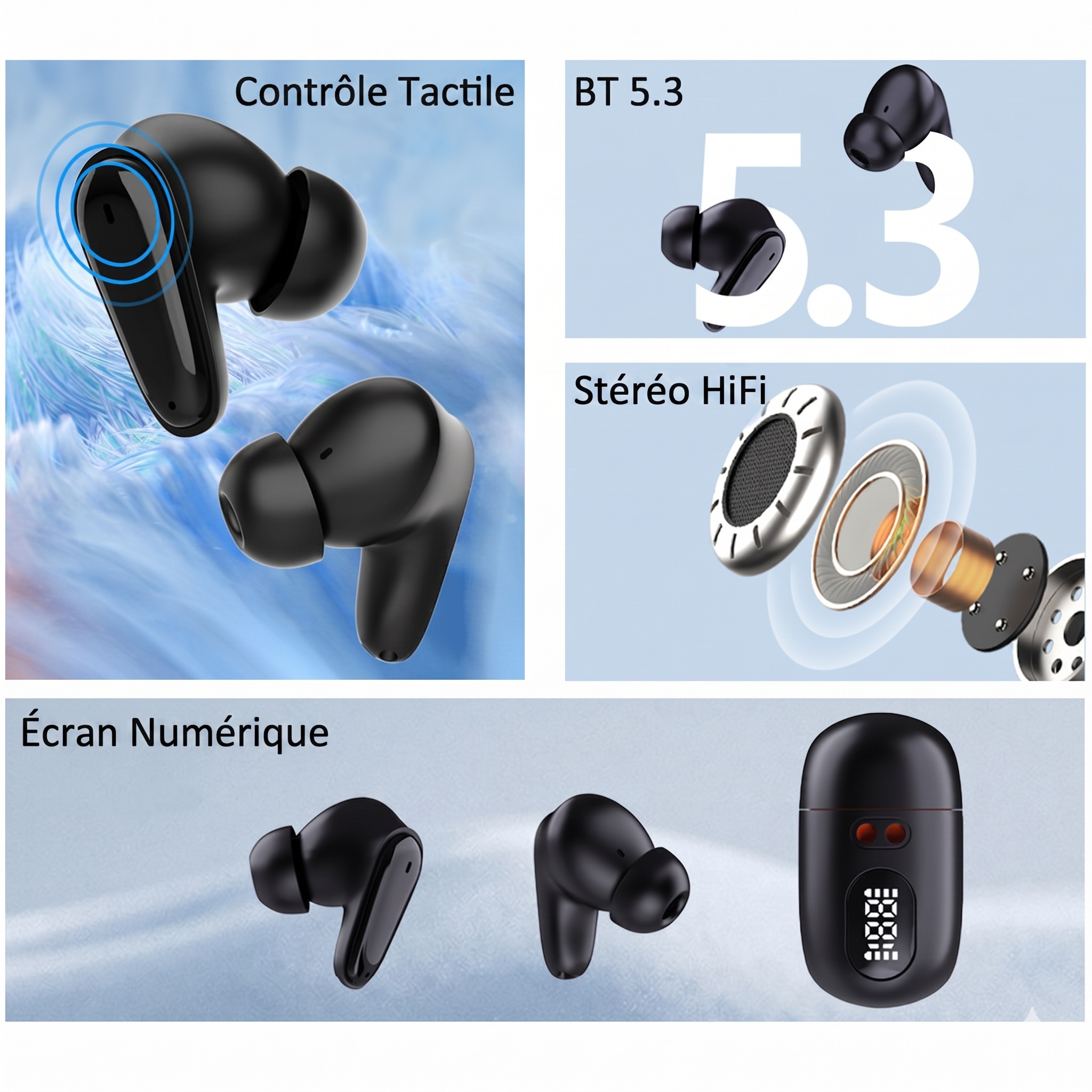 A-383 Pair White Easy Touch Hearing Aid LED Battery Display Rechargeable #26240013
