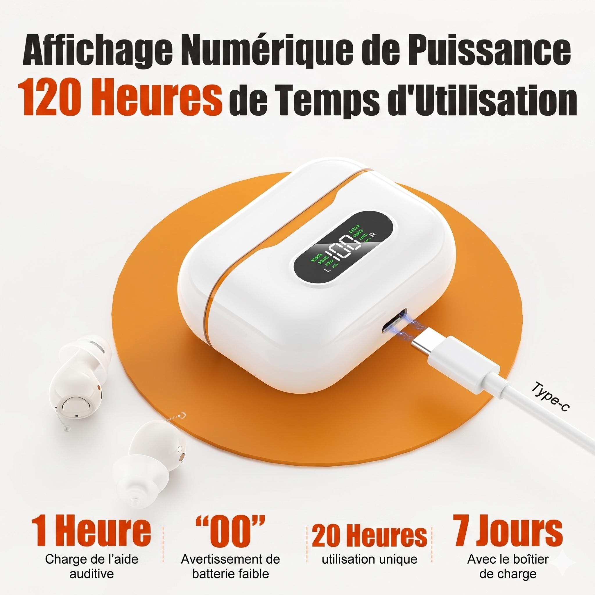 GM-990 Pair Beige AI Noise Reduction Hearing Aid UV Sterilization 120H #26240015