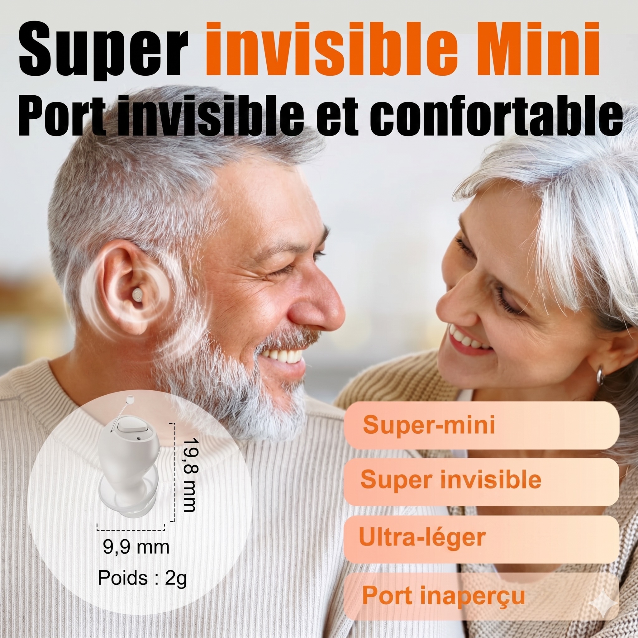 GM-990 Pair Beige AI Noise Reduction Hearing Aid UV Sterilization 120H #26240015