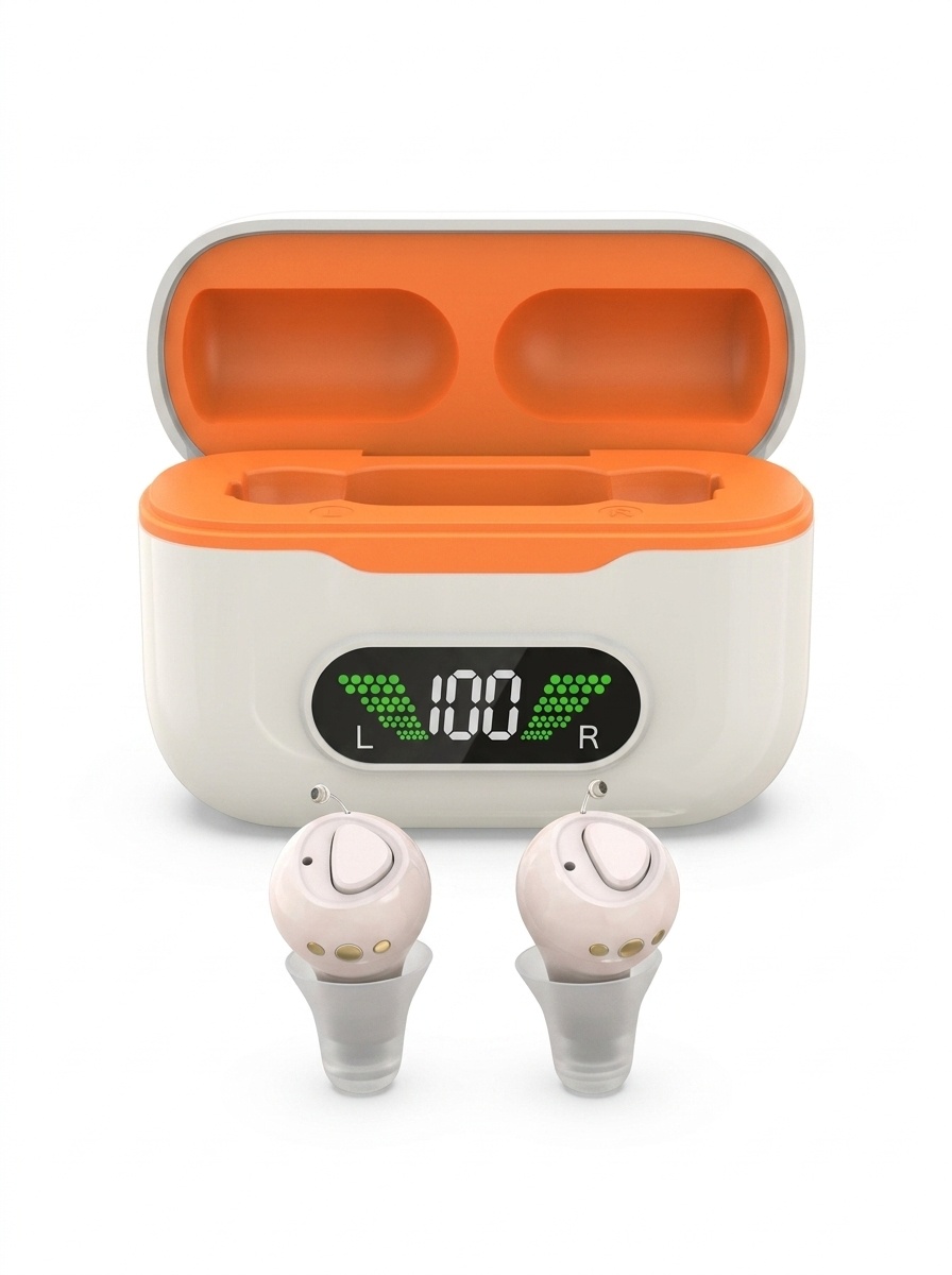 GM-990 Pair Beige AI Noise Reduction Hearing Aids UV Sterilization 120H #26240015