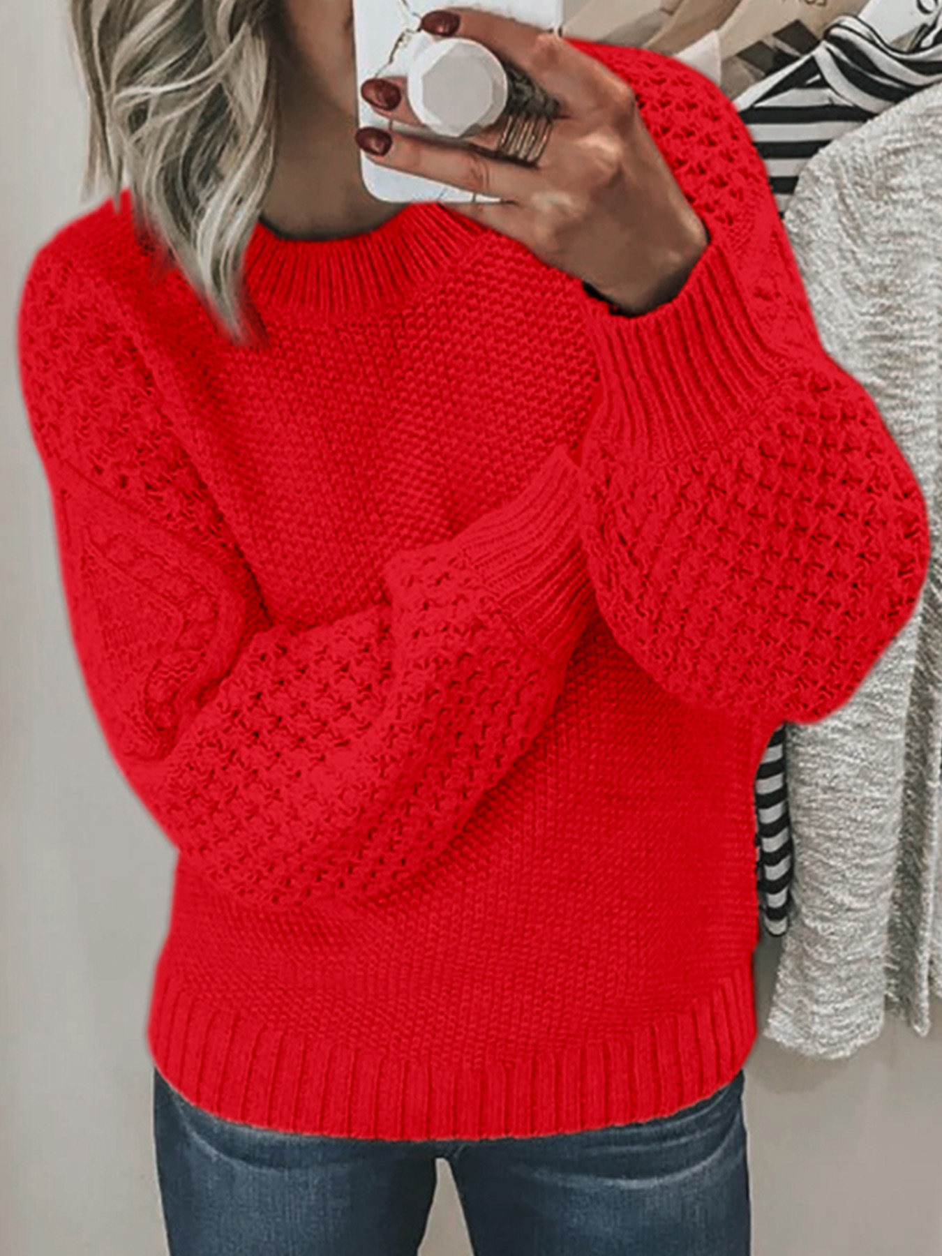 Knit Slim Fit Crewneck Sweater Long Sleeve - Spring Autumn Winter SSU-00087
