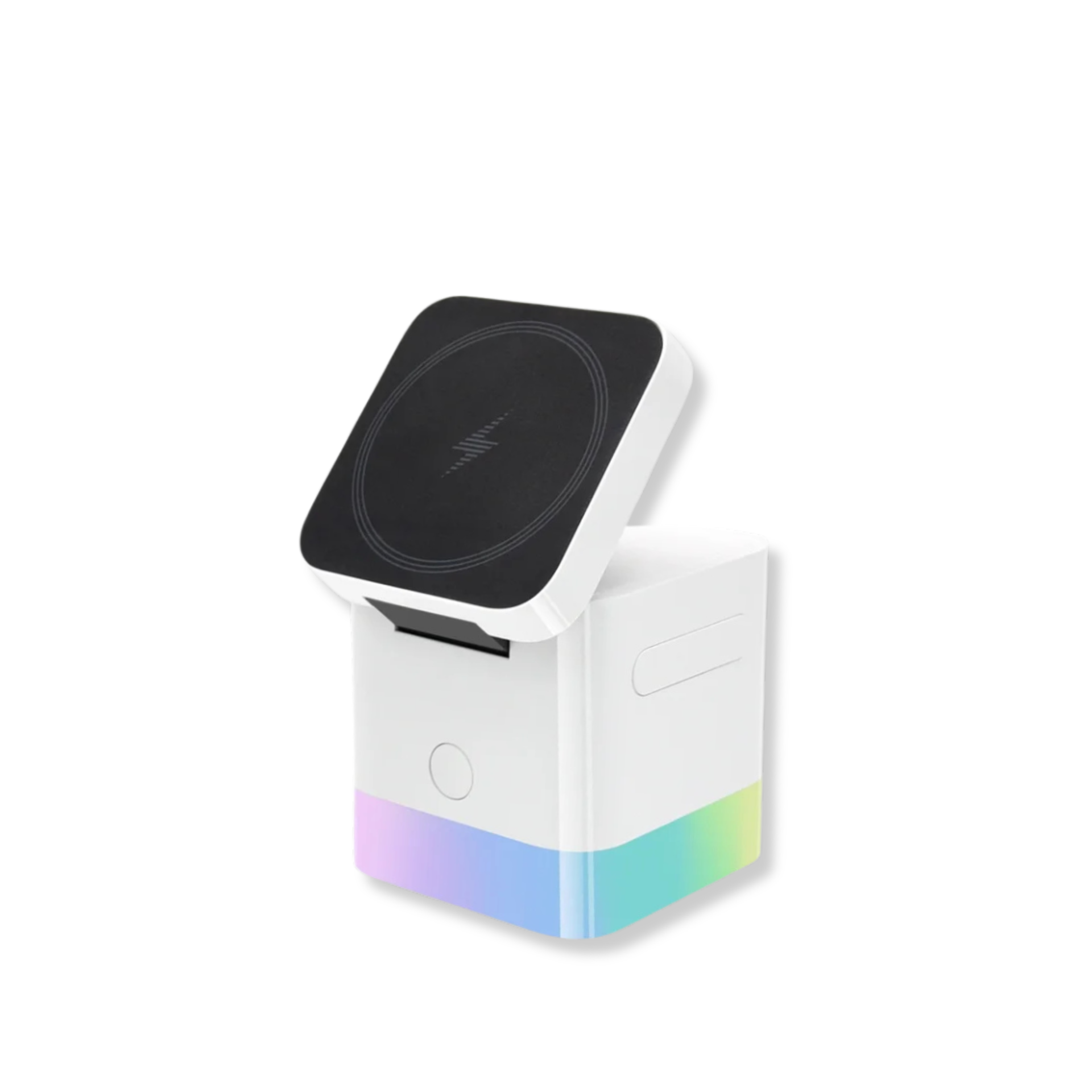 Portable 3-in-1 Wireless Charger Stand with RGB Light, Magnetic Fast Charging Station for iPhone, Watch & AirPods, White