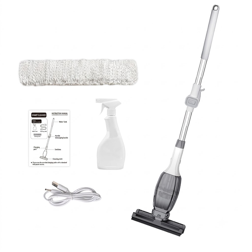 AA108 Wireless 2-in-1 Electric Mop & Window Cleaner, Ultra-Light Cordless Floor Scrubber, Strong Suction, Visual Water Tank, Extendable Handle, Long Battery Life