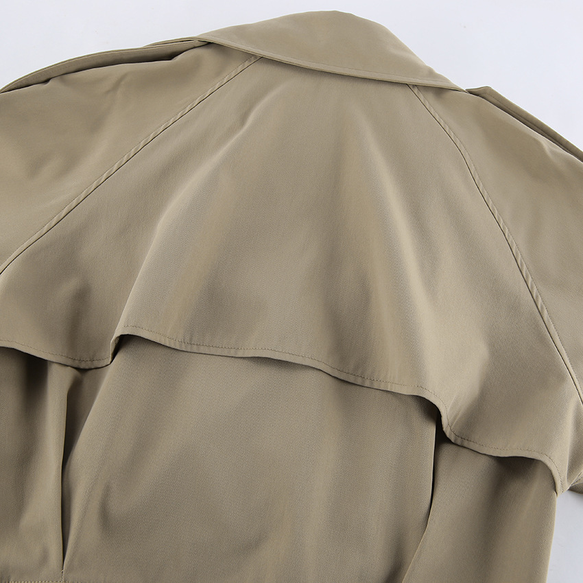 Nouveauté automne : Trench-coat kaki croisé à revers cranté SFE-00026