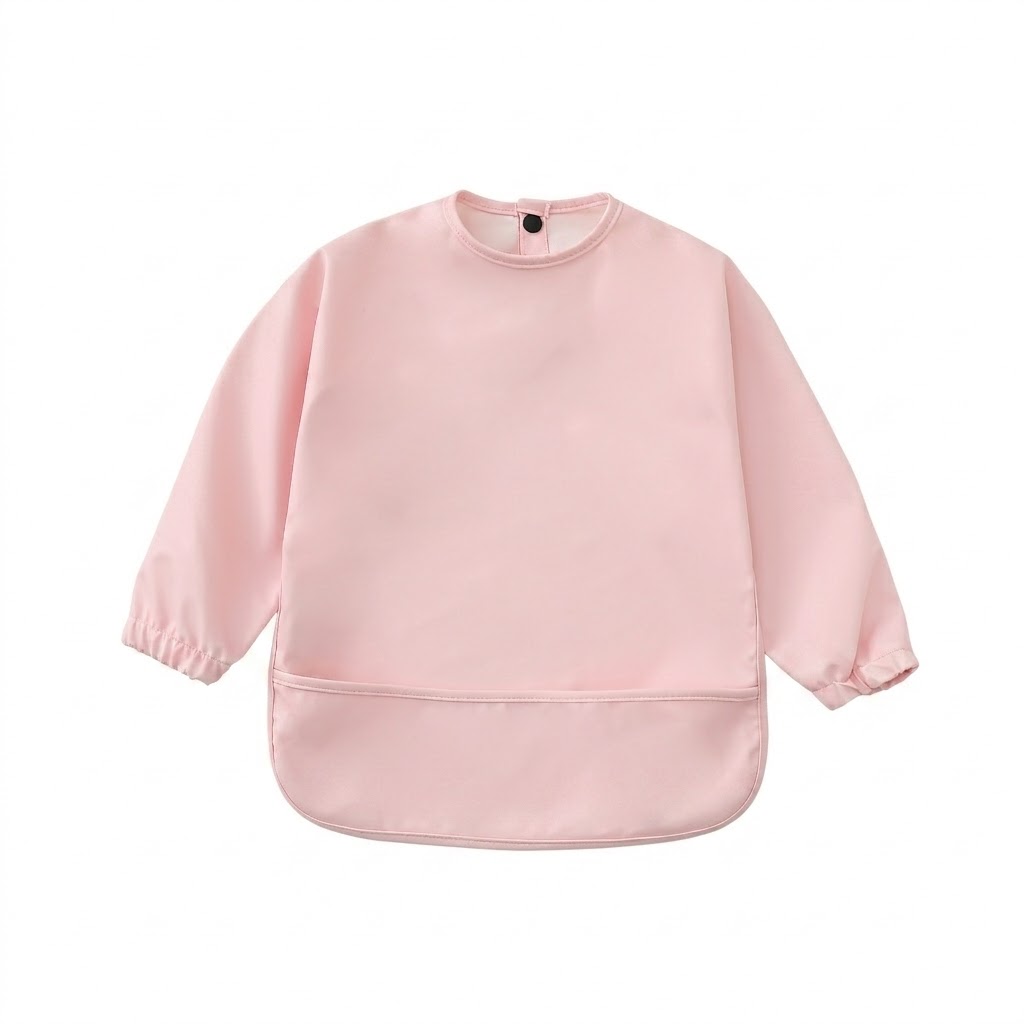 Long-Sleeve Baby Bib with Catch-All Pocket