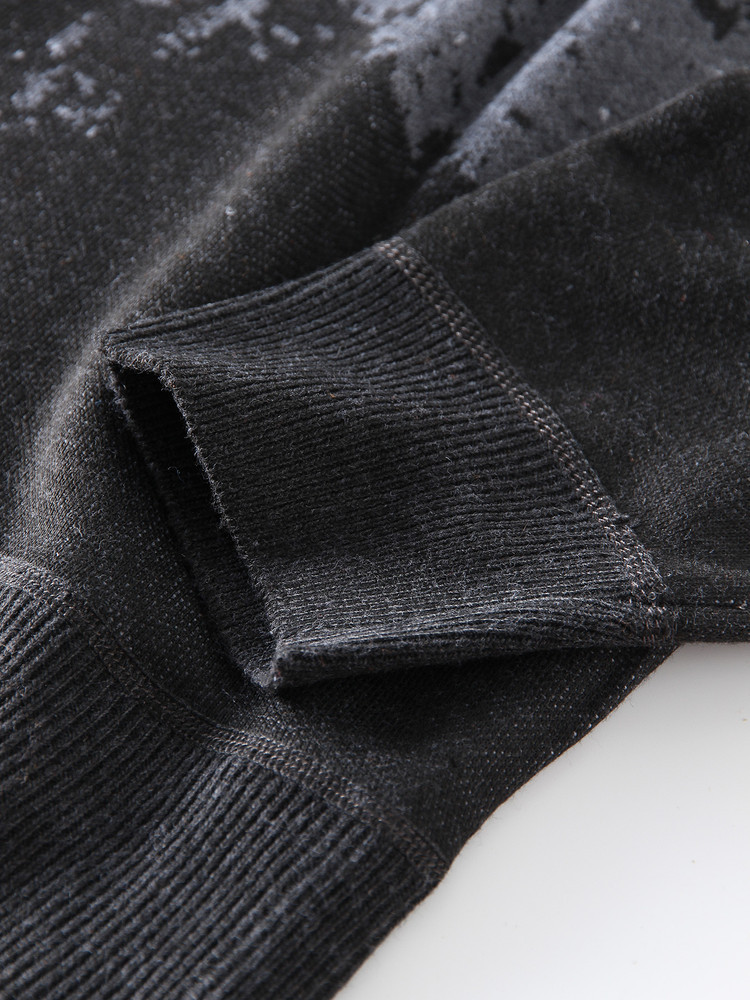 Maglione da uomo a maniche lunghe con scollo rotondo e stampa sfumata, modello girocollo, pullover alla moda