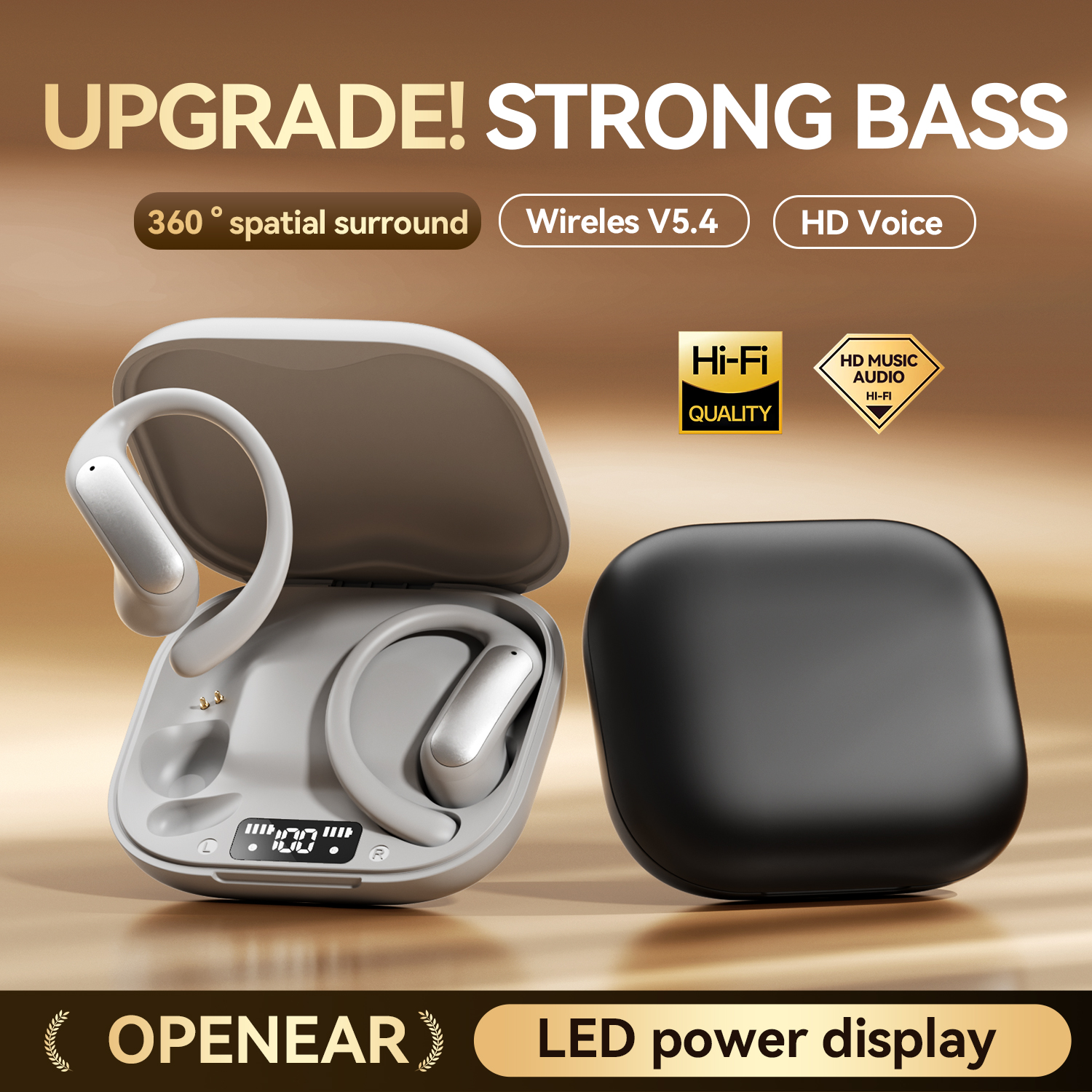 Earthsong Open-Ear Wireless Earbuds with Zero Latency Model#M140