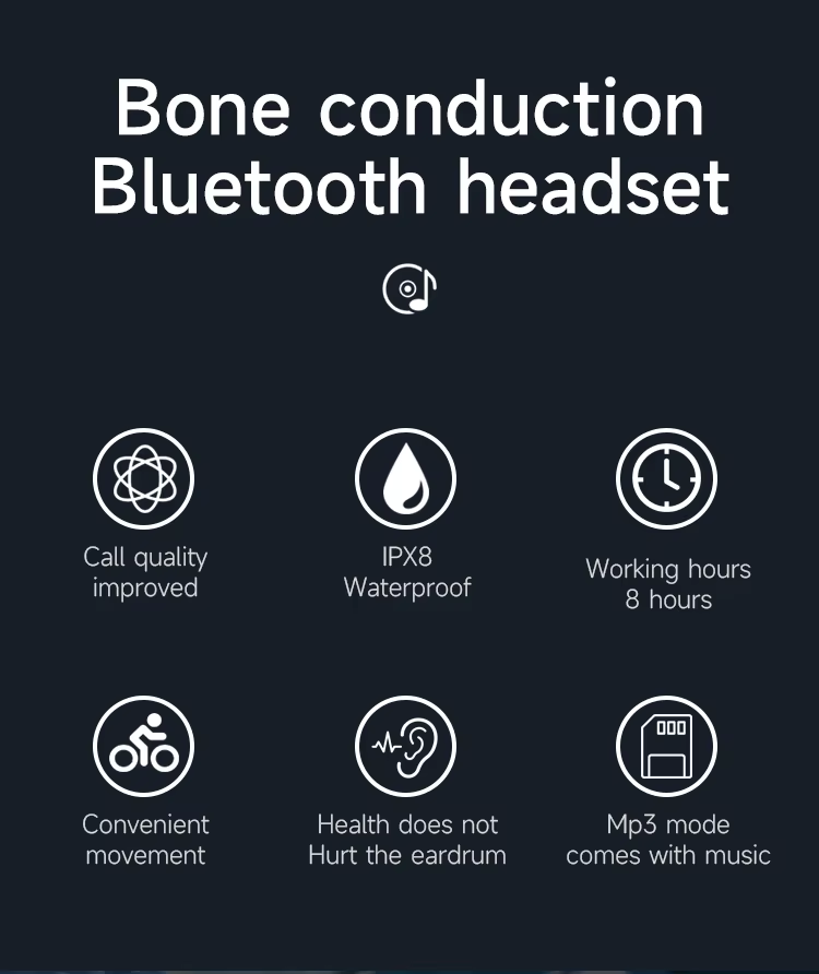 IPX8 Waterproof Bone Conduction Sports Headphones with 32GB MP3