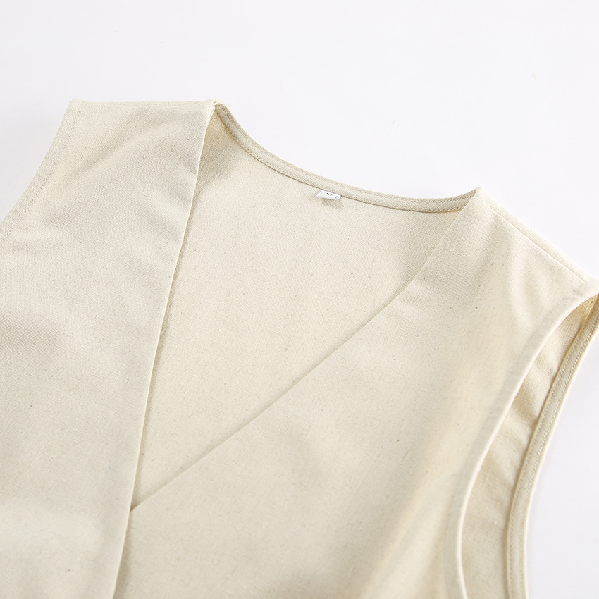 Ensemble gilet et short en lin mélangé - Chic deux pièces d'été