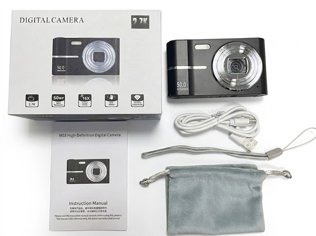 50MP 4K Digital Camera with 16X Digital Zoom, Autofocus, Compact Portable Design