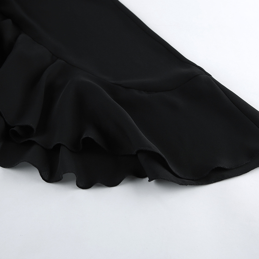 Elegant Black Ruffle Tiered Flowy Mini Dress