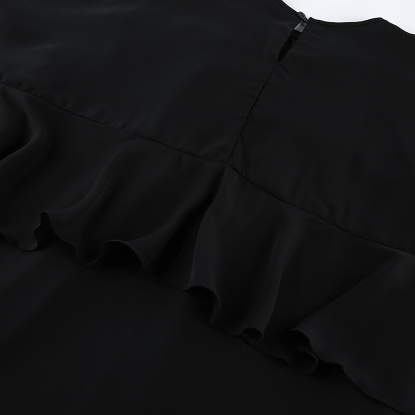 Elegant Black Ruffle Tiered Flowy Mini Dress