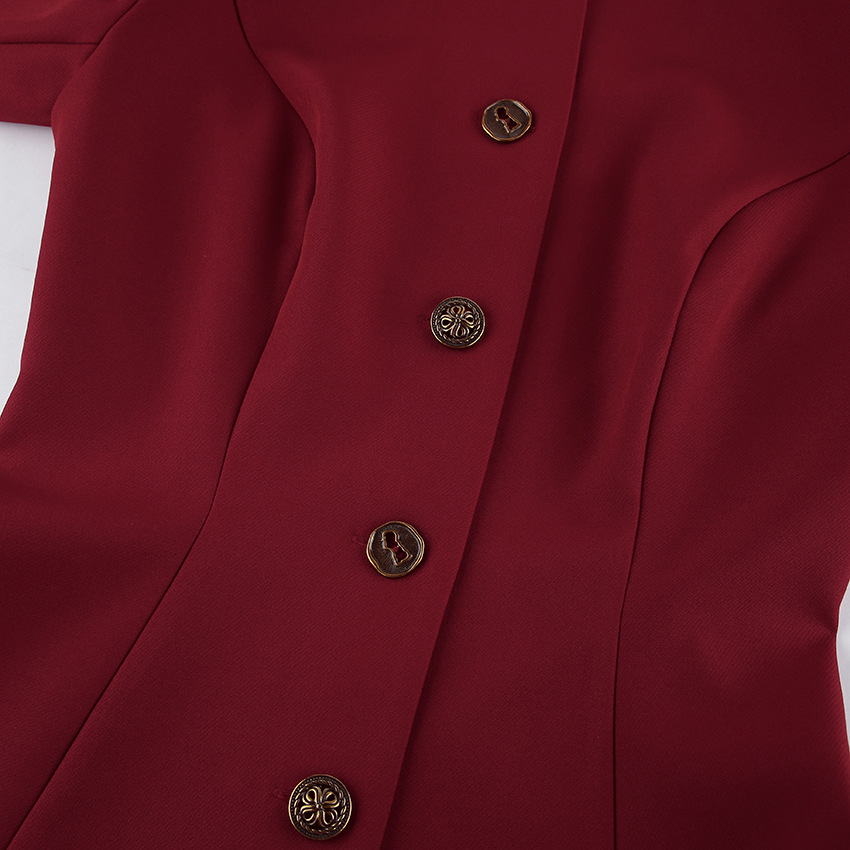 Ensemble tailleur jupe péplum bordeaux vintage pour femme