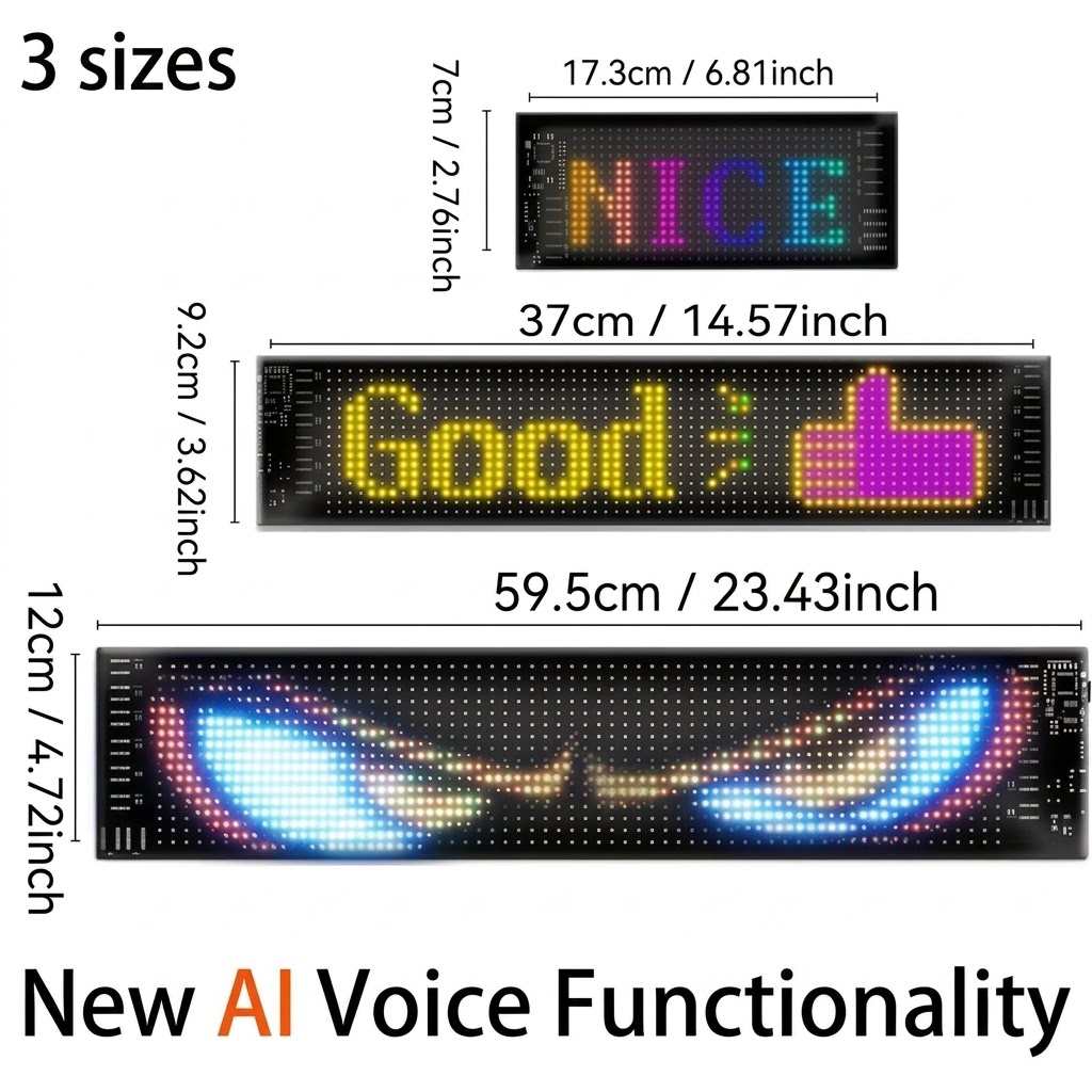 Smart LED Matrix Panel Voice Control Car Sign RGB Display