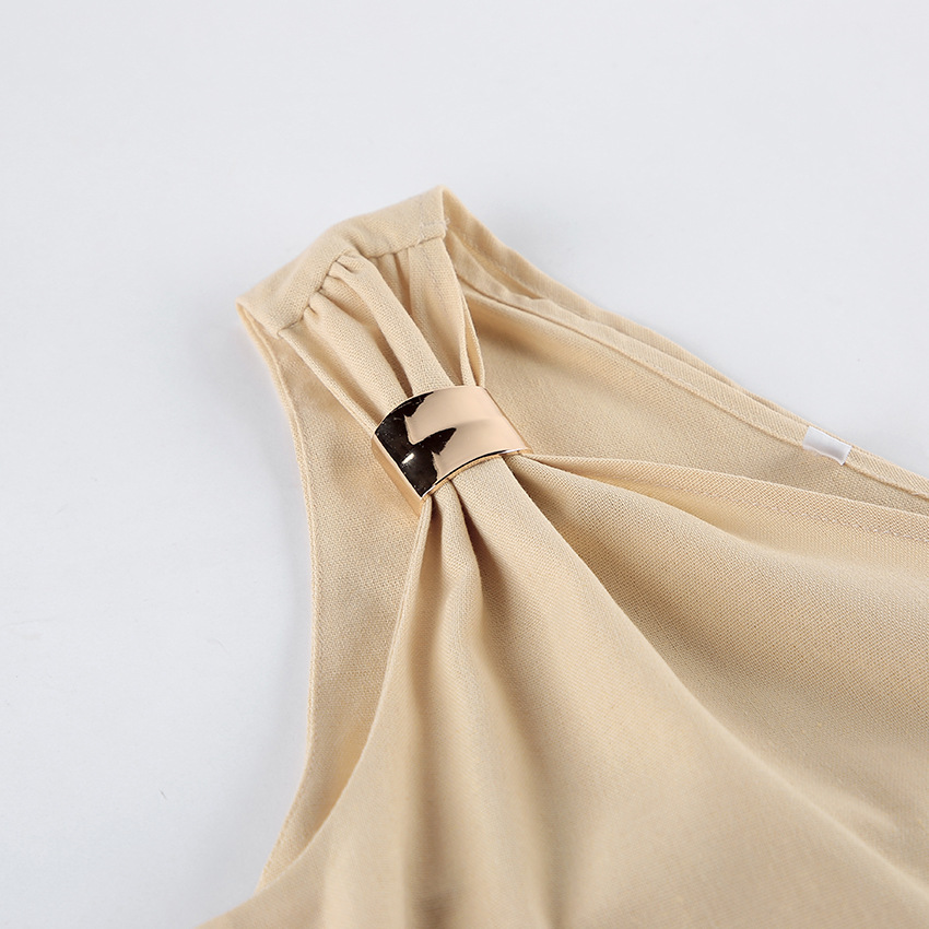 Combinaison beige chic asymétrique à jambes larges