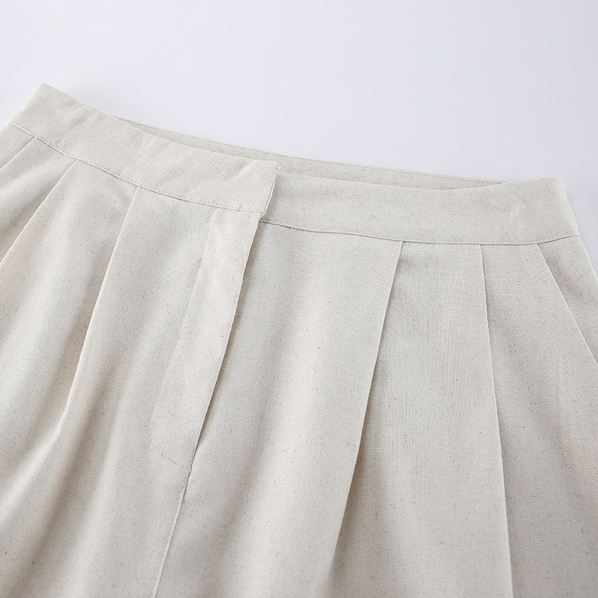 Ensemble débardeur péplum et pantalon large en lin mélangé