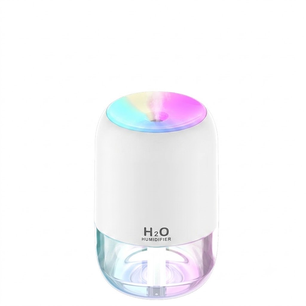 Humidificador USB mini portátil, difusor de niebla fina silencioso de 200 ml con luz nocturna RGB, 2 modos de niebla y apagado automático, 8 horas de hidratación para el hogar y los viajes.