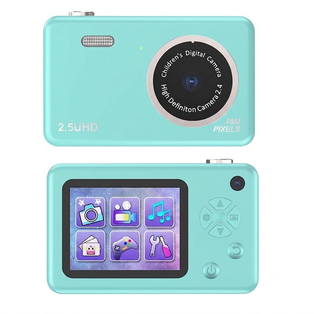 Kids 48MP Dual Lens Digital Camera, 2.5K UHD Video, 2.4-Inch IPS Eye-Protection Screen, 800mAh Battery