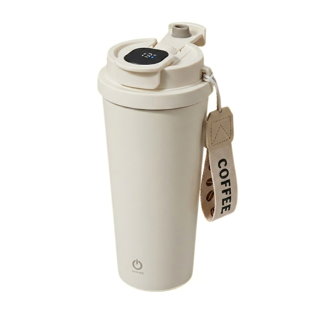 Automatischer 400-ml-Kaffeebecher mit Rührfunktion und intelligenter Temperaturanzeige, Edelstahl 304, wiederaufladbar über USB-C, 30 Tage Standby-Zeit